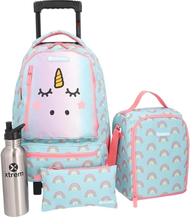Kit Conjunto 4 Pcs Mochila Carrinho