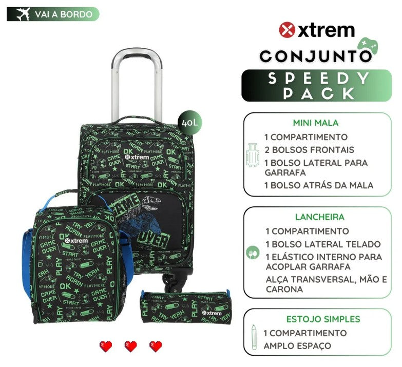 Kit Xtrem Mala Lancheira Estojo Speedy Pack